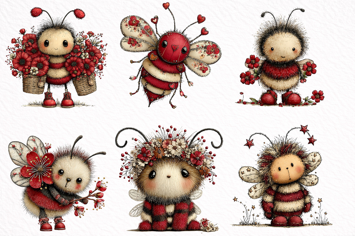 Whimsical Spring Bee Clipart PNG, an Illustration by DreamArtGraphic (Photo 3 of 8)