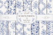 Toile Floral Seamless Patterns Set, a Pattern Graphic by ON_lineart_store (Thumbnail 1 of 10)