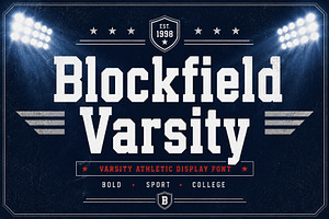 Blockfield Varsity, a Slab Serif Font by Wow Magic