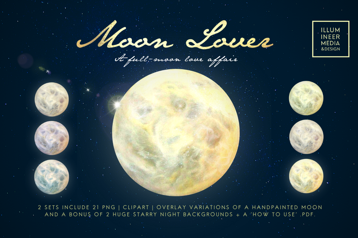 MOON LOVER MAGICAL MOON PNG OVERLAYS, an Object Graphic by Illumineer Media & Design (Photo 1 of 7)