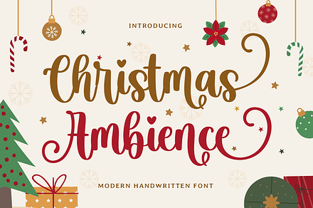 Christmas Ambience, a Script Font by Mozatype