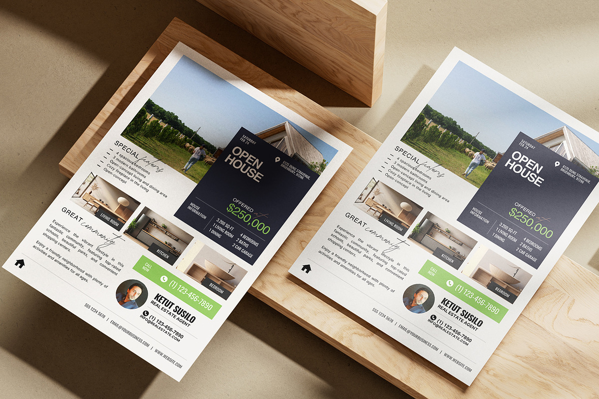 Real Estate Open House Flyer Canva, a Flyer Template by Prapti Design (Photo 7 of 10)