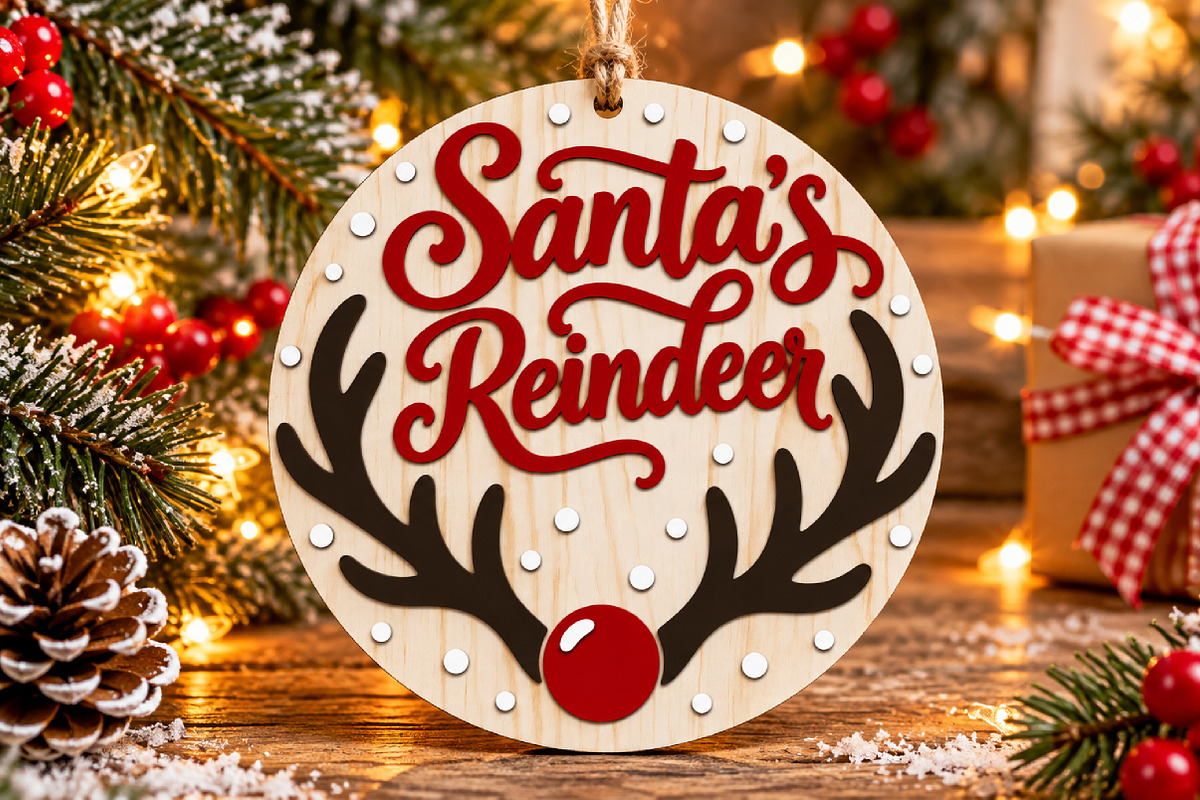 Christmas Santa’s Reindeer Laser Cut, a Seasonal Illustration by Canvas Craft (Photo 2 of 4)