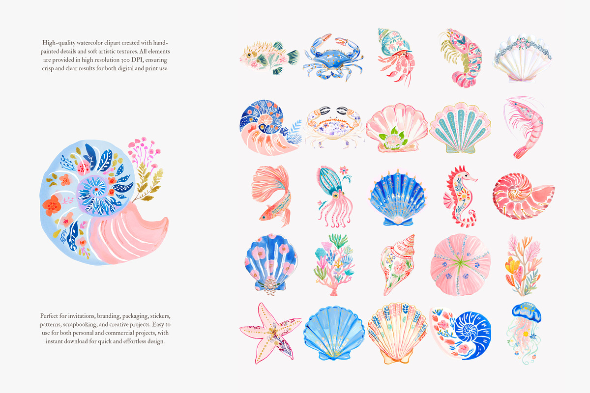 Preppy coastal clipart set, a Decorative Illustration by Patishop Art (Photo 8 of 15)