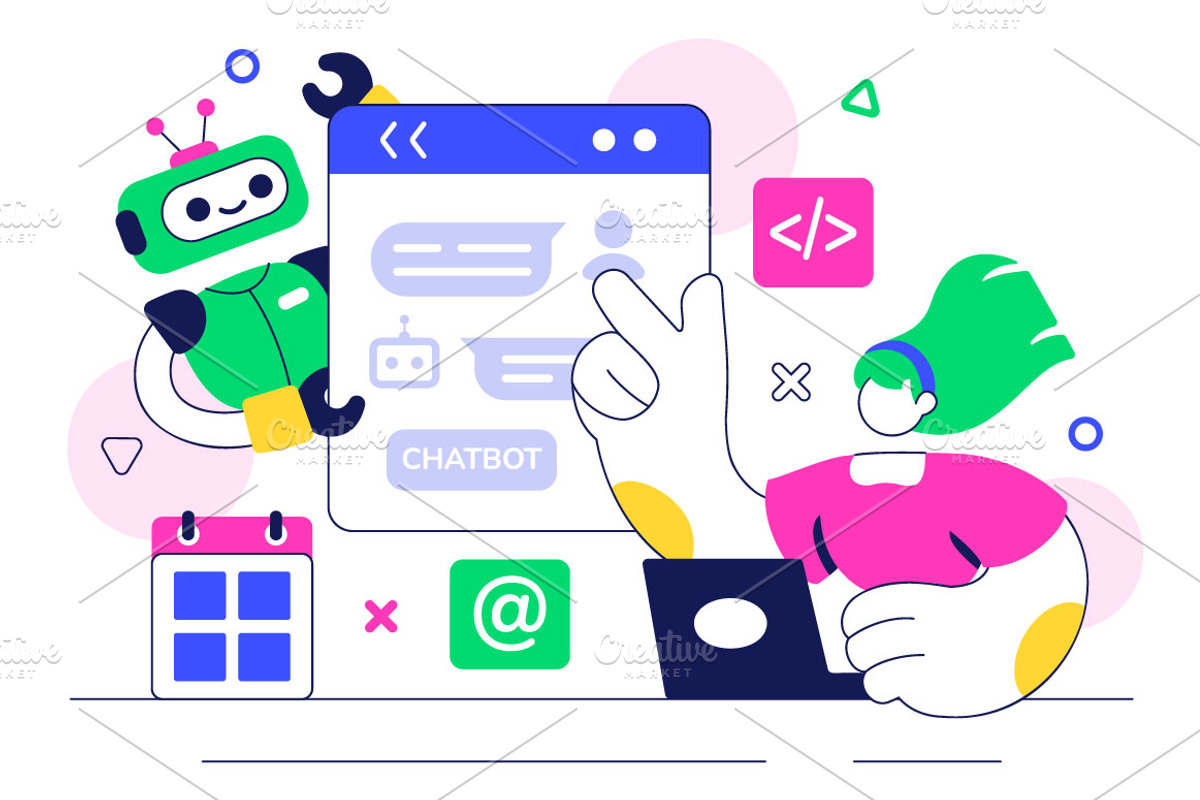 10 AI Chatbot Service Illustration, a Technology Illustration by denayunebgt (Photo 4 of 4)