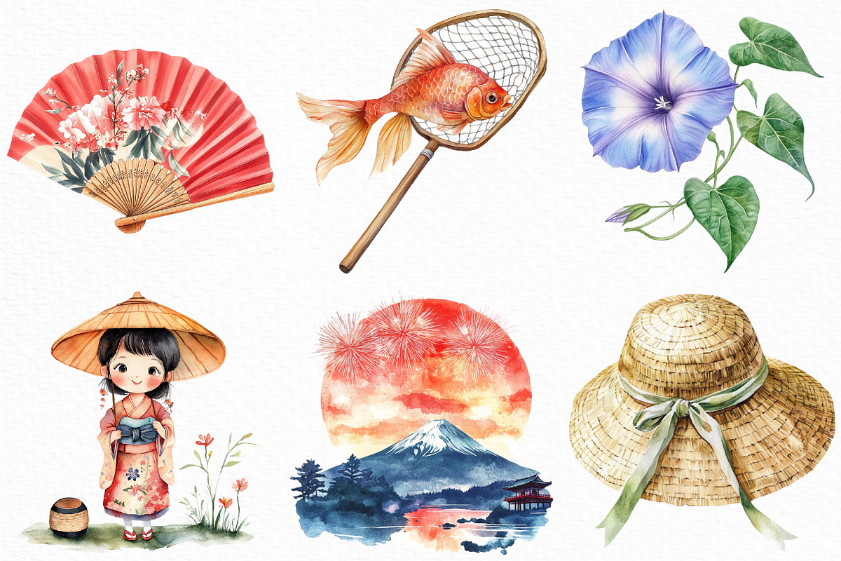 Watercolor Japanese Summer Vacation, an Illustration by Craft Nest (Photo 3 of 6)
