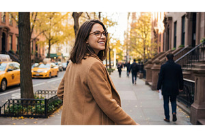 Smiling Woman in City, a Person Photo by CREATIVEDEF
