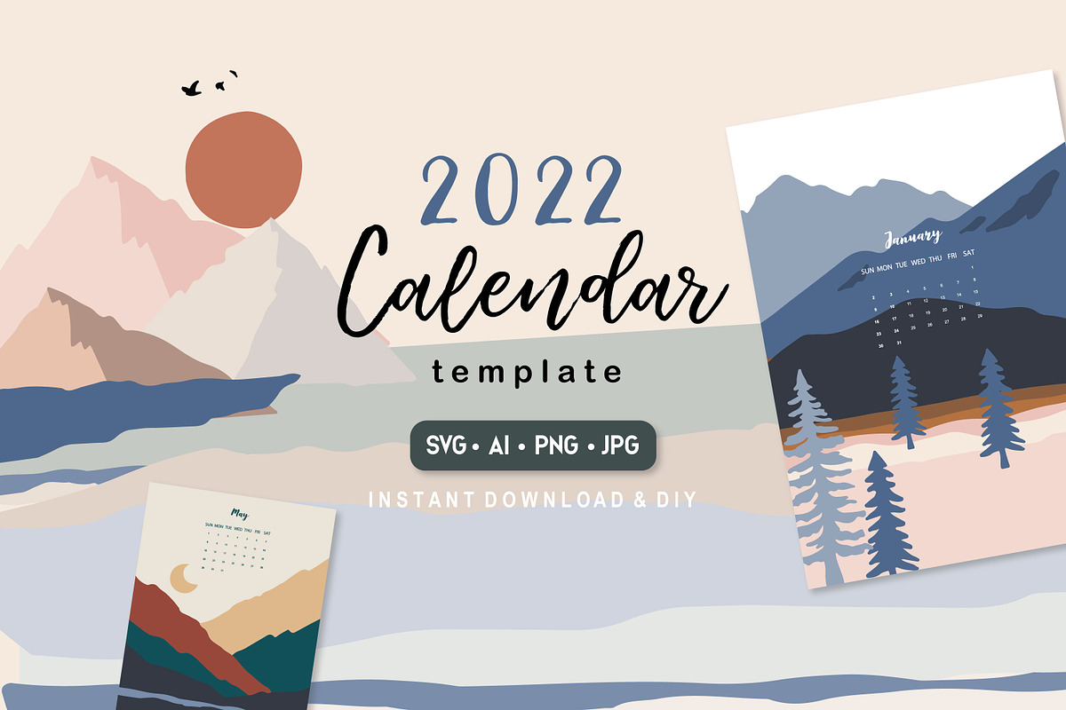 Natural calendar 2022 template, an Illustration by Piixypeach (Photo 1 of 5)
