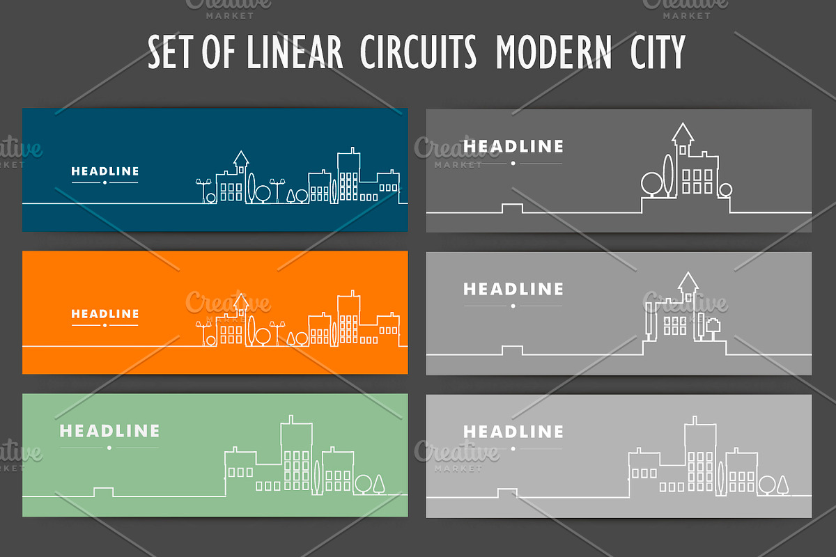 Vector set design silhouette city, an Object Graphic by Haisonok (Photo 2 of 4)