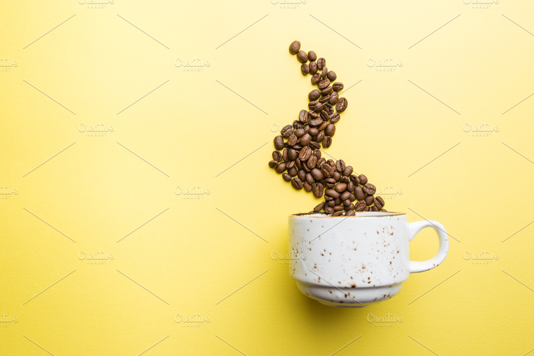 Cup of coffee top view containing coffee, cup, and yellow, a Food & Drink Photo by piter.goskov