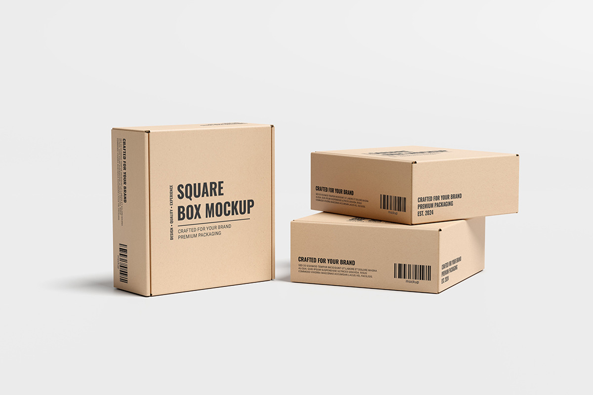 Square Box Packaging Mockup, a Packaging Mockup by simuradi (Photo 2 of 9)