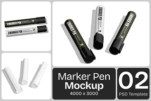 Marker Pen Mockup, a Pens & Pencil Mockup by Permadi Creative