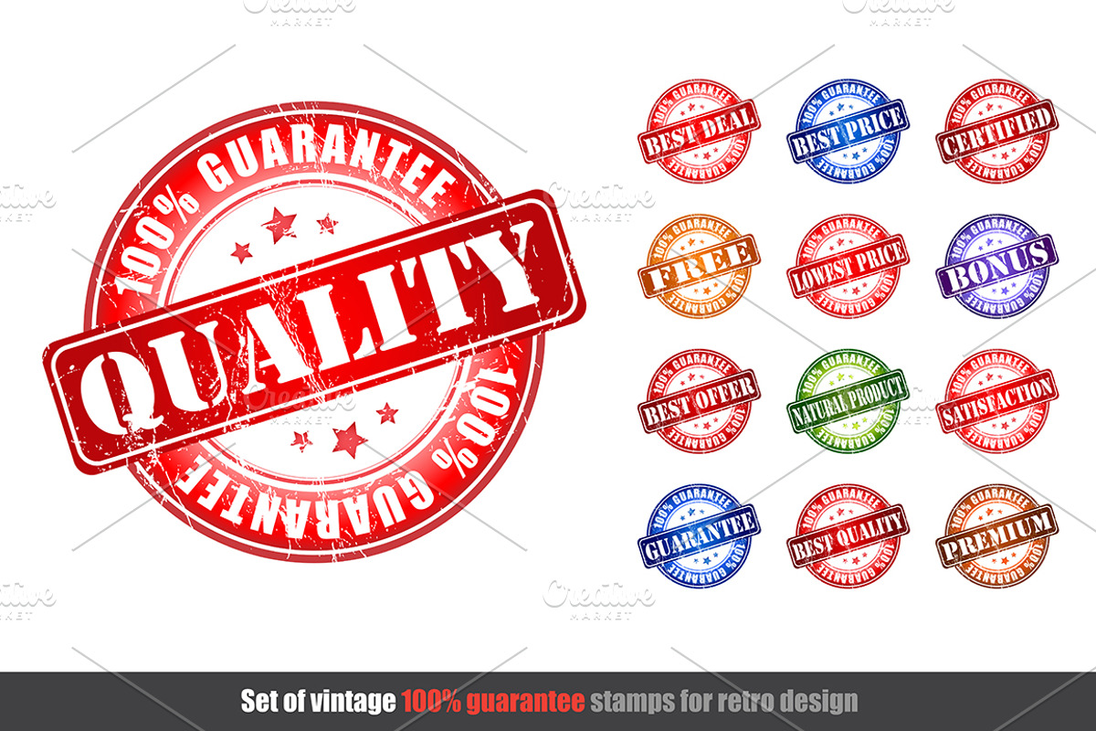 Set of Quality Guarantee Stamps, a Work Illustration by GalaStudio