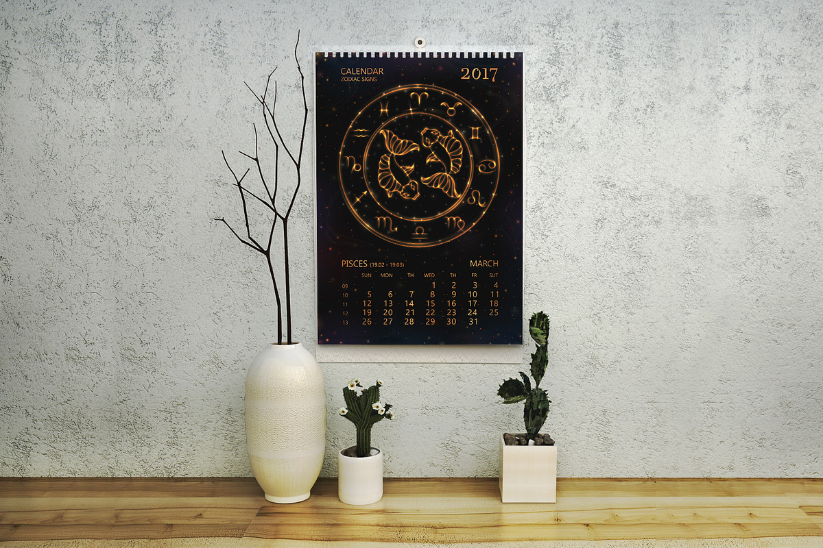 SET / 2018 CALENDAR / golden ZODIACS, a Texture Illustration by Nadin_Lebedeva (Photo 10 of 11)
