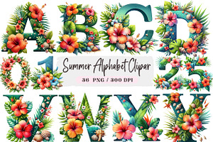 Summer Alphabet Clipart Bundle, an Illustration by DreamArtGraphic