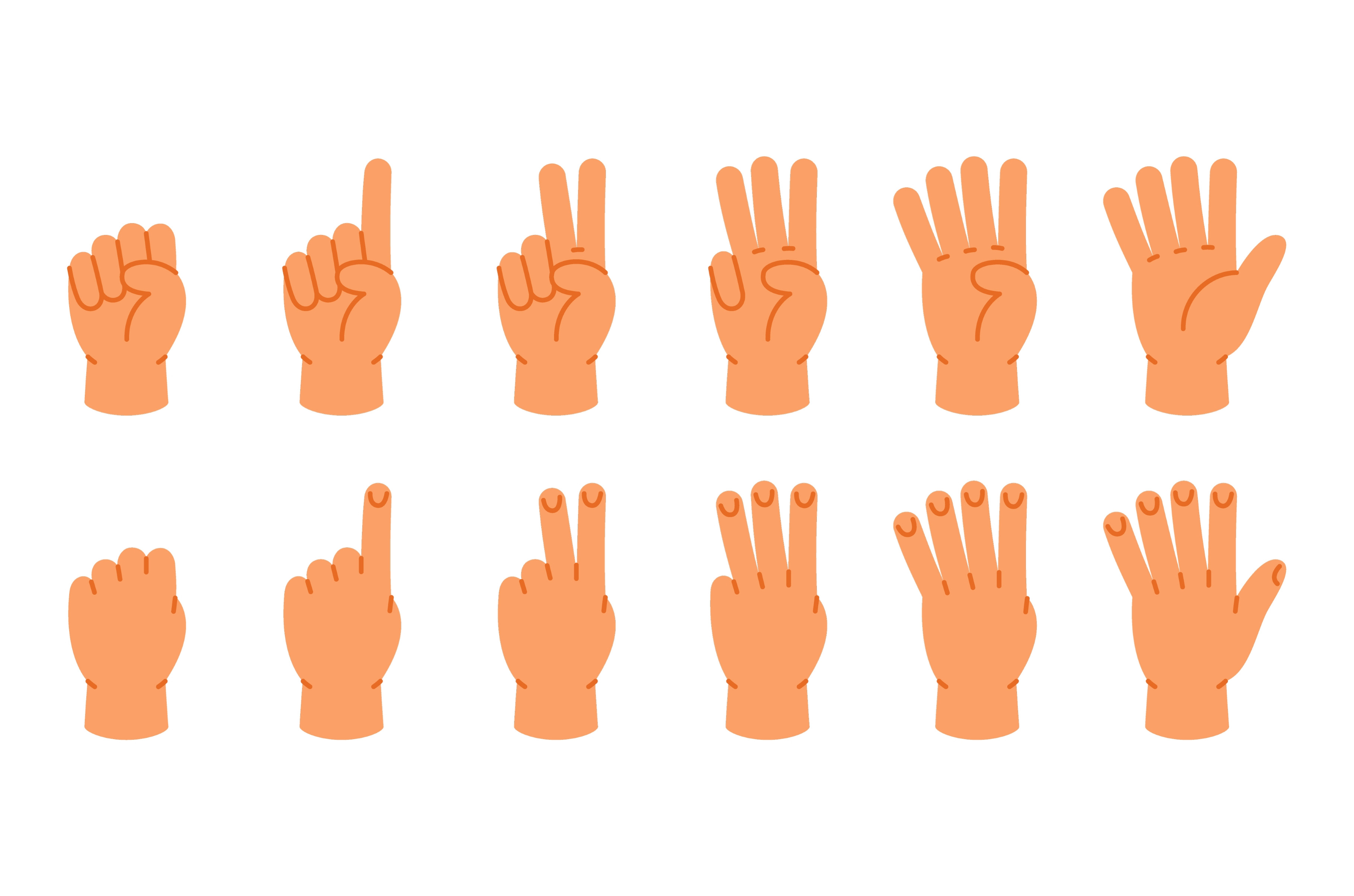 Flat hand signs showing numbers 0 to, an Object Illustration by GraphiShop