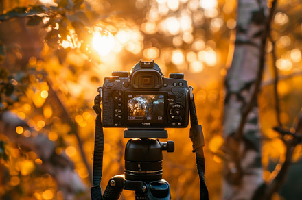 Camera mounted on tripod capturing g, a Photo by Iftikhar Alam