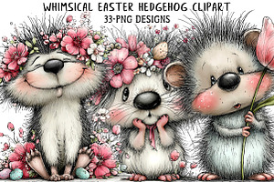 Whimsical Easter Hedgehog Clipart, an Illustration by Daily.Designs