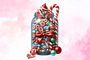 Christmas Candy Cane in Jar Clipart, a Seasonal Illustration by Craft Nest (Thumbnail 4 of 5)
