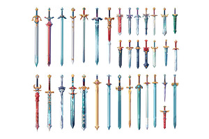 Magic swords cartoon vector set, an Object Illustration by Onyx