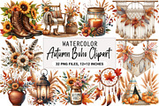 Watercolor Autumn Boho Clipart, an Illustration by DreamArtGraphic (Thumbnail 1 of 7)