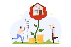 Investing Real Estate Growth, a Finance Illustration by Flashvector