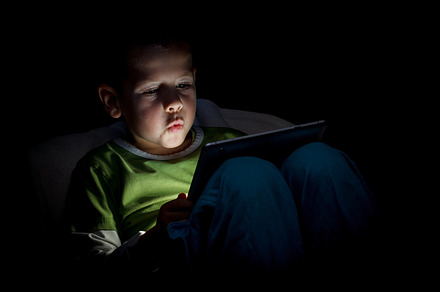Children Using Electronic Tablet Featuring Black Background Boy And Brother preview 6
