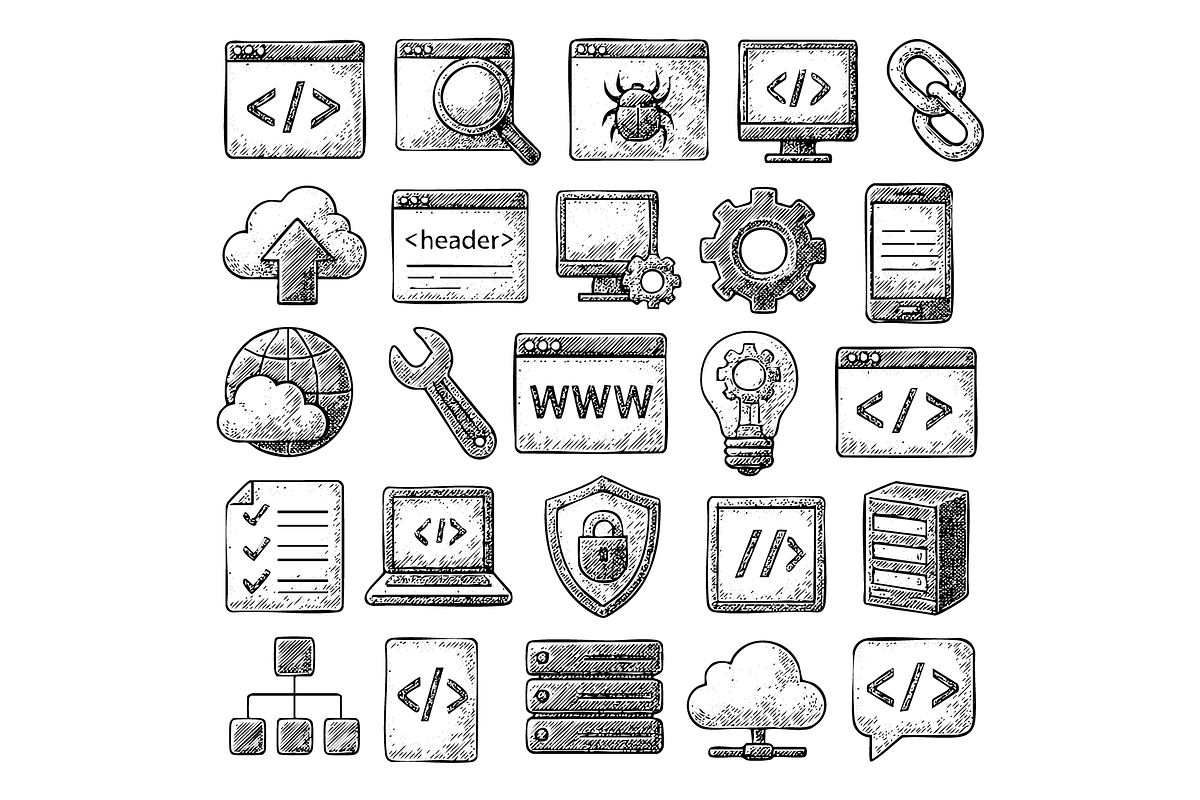 Web Development Icons, an Object Graphic by RT Studio