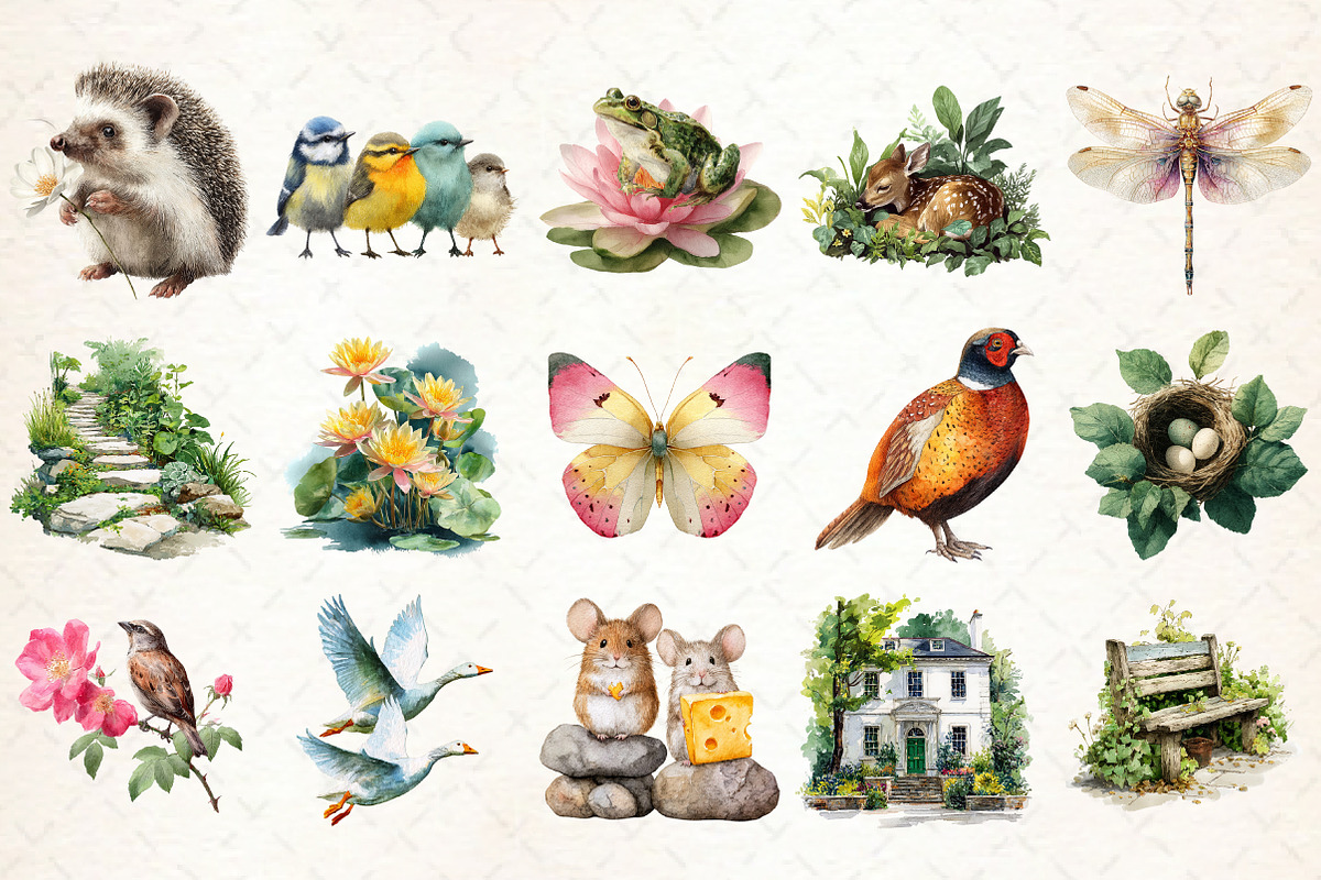Watercolor Animals Garden Illustrati, an Illustration by Libby Wishes (Photo 2 of 7)