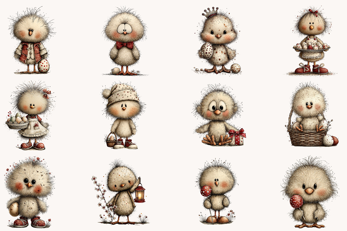 Whimsical Easter Chick Clipart, an Illustration by Designworld (Photo 3 of 10)