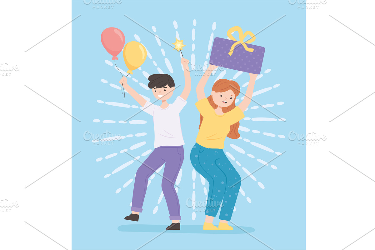 young man and woman, a Person Illustration by studiogstock