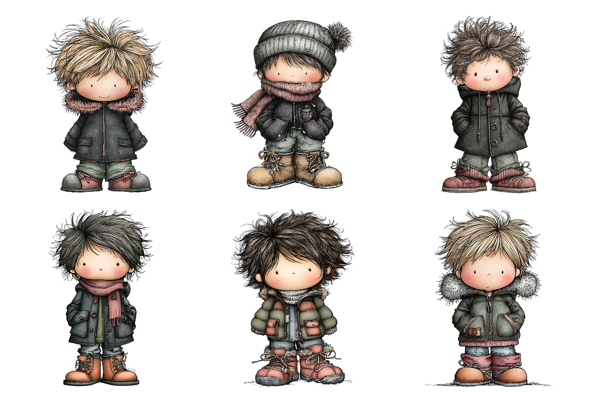 Watercolor Winter Boy Clipart, an Illustration by DreamArtGraphic (Photo 4 of 5)