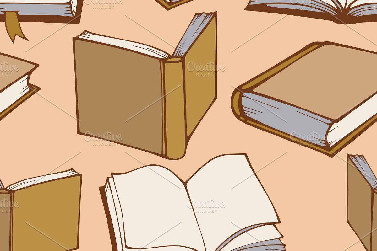 Books seamless pattern, a Pattern Graphic by IreneArt illustrations (Photo 5 of 9)