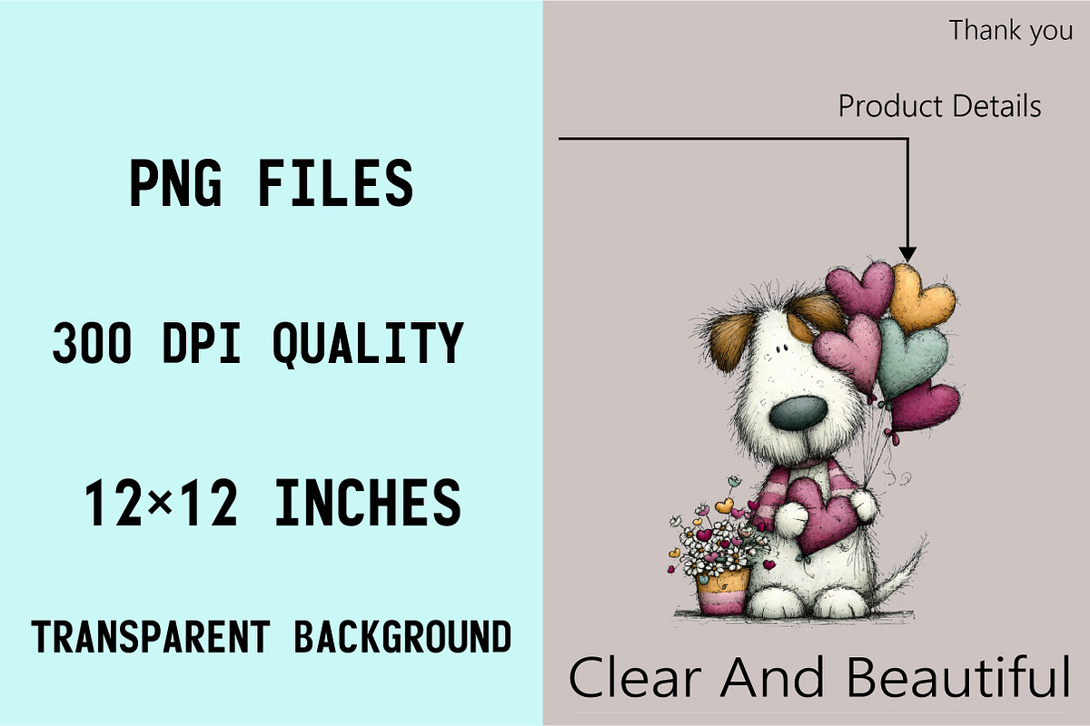 Whimsical Valentine Dog Clipart Bun, an Illustration by SVGArt (Photo 4 of 8)