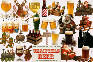Christmas Beer Clipart Bundle., an Illustration by SVGArt