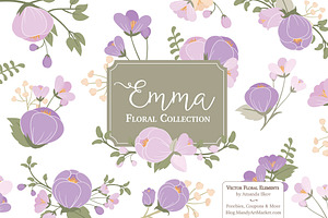 Lavender Flower Clipart & Vectors, an Illustration by Amanda Ilkov
