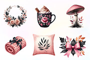 Watercolor Pink and Black Autumn, an Illustration by CreationArt (Thumbnail 2 of 9)