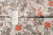 Orange Flowers and Birds Pattern, a Pattern Graphic by paper aesthetic (Thumbnail 8 of 9)