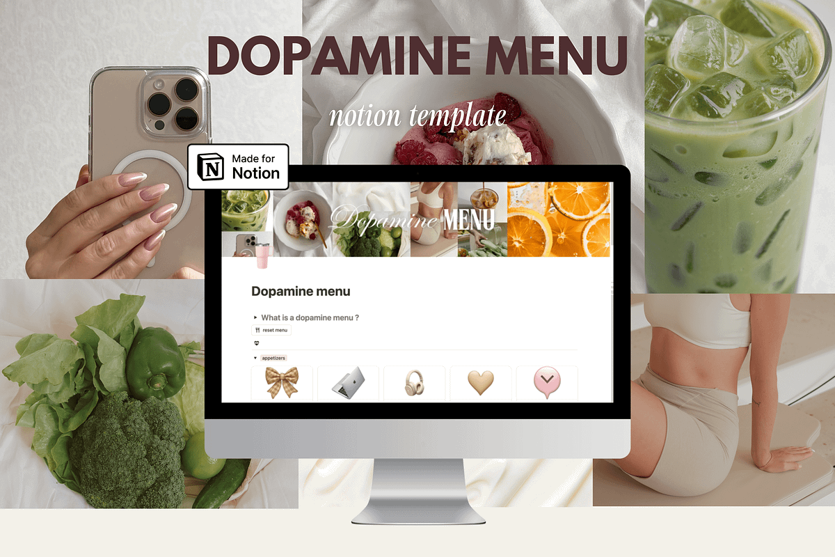 Dopamine menu - Notion template, an App Template by Iasan Design (Photo 2 of 6)