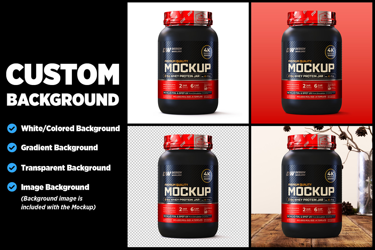 2lb Whey Protein Jar Mockup A1-Pro, a Packaging Mockup by Design Warlord (Photo 11 of 16)