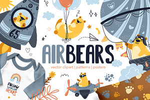 Air Bears vector clipart