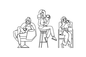 leisure coffee woman chair vector, a Person Illustration by pikepicture