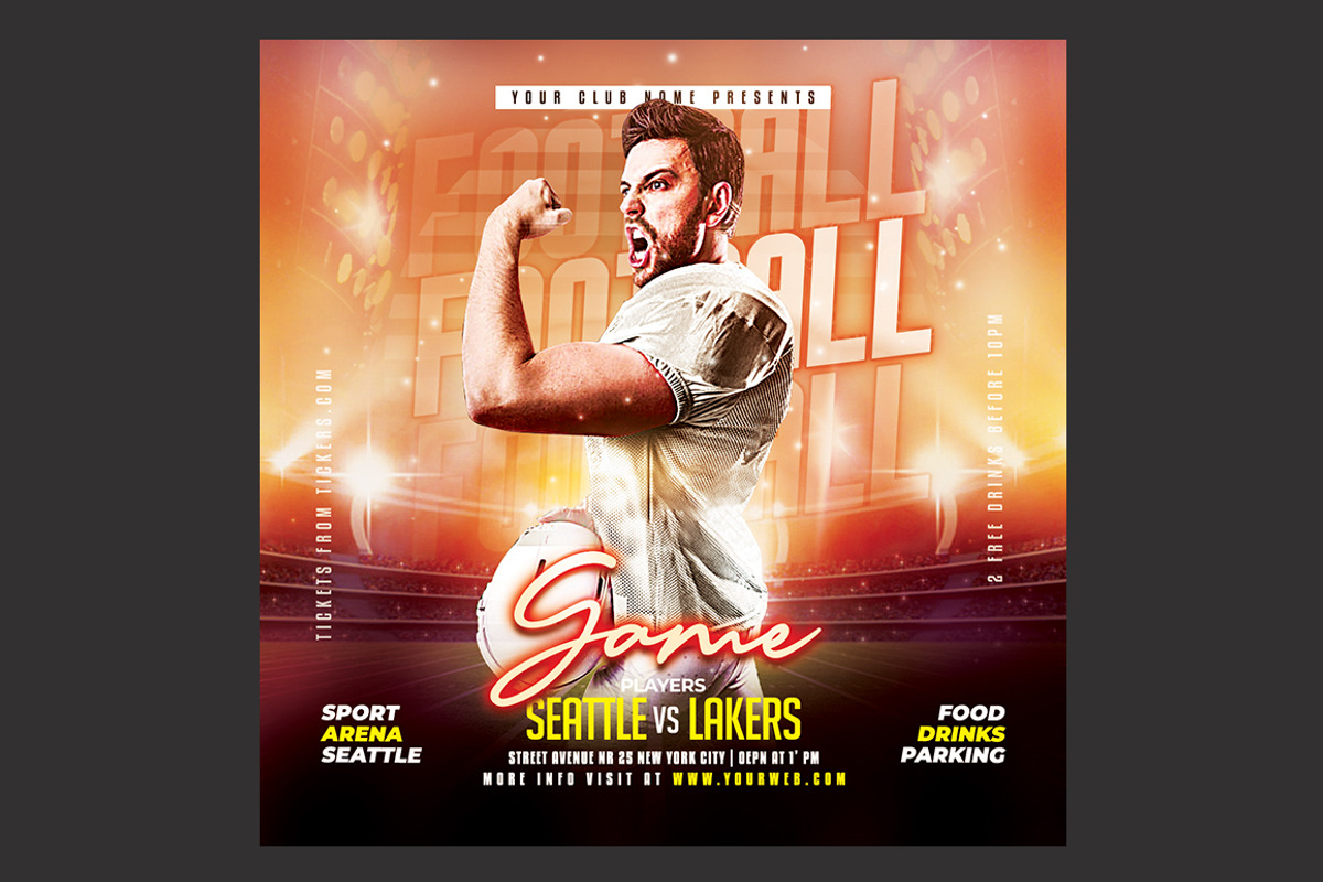 Football Game Flyer, a Flyer Template by DSGraphicDesign