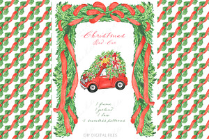 Christmas Red Car Watercolor DIY