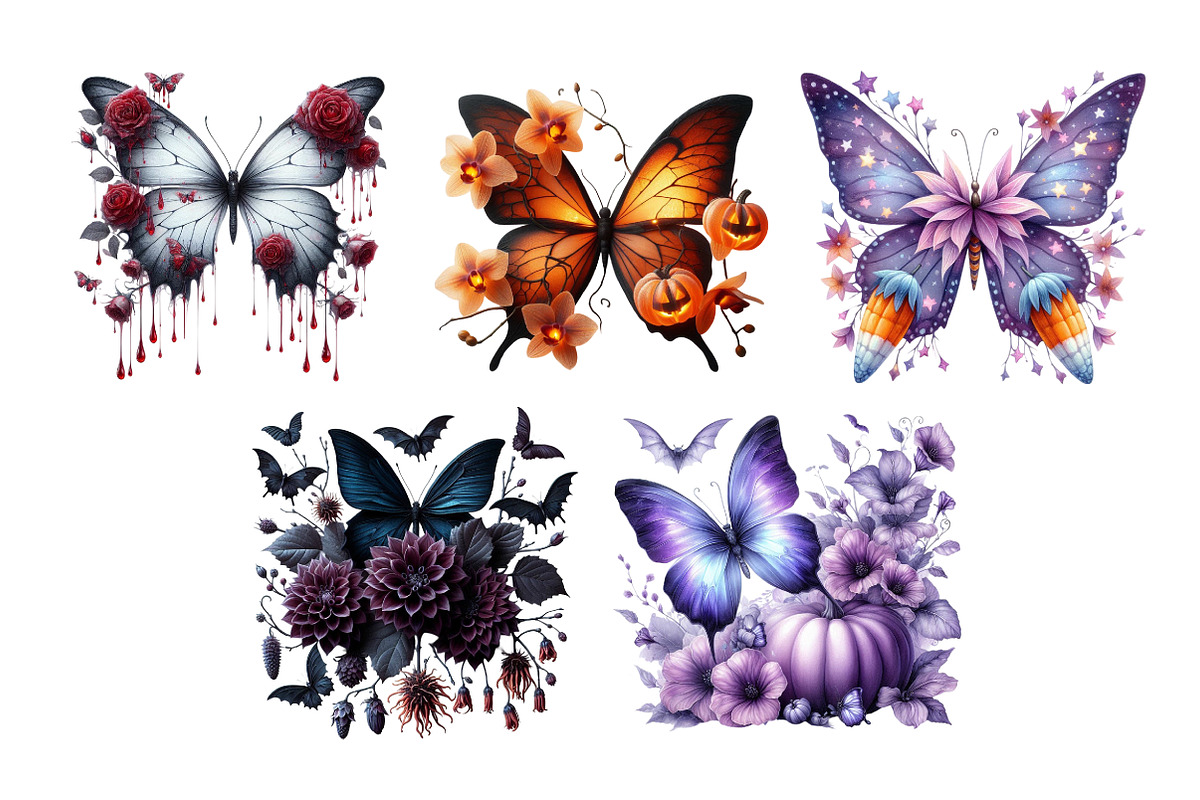 Fantasy Halloween Butterfly Clipart, an Illustration by Daily.Designs (Photo 4 of 4)
