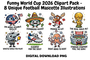 Funny World Cup 2026 Clipart Pack, an Object Illustration by 3d_model_tifotizi