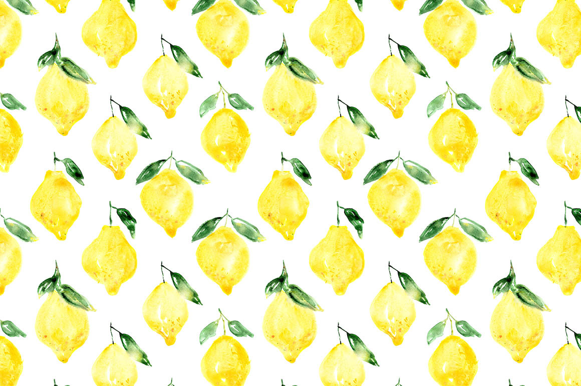 Watercolor lemons pattern, a Pattern Graphic by Katerina Tova