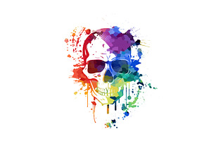 Skull Watercolor T Shirt Graphic