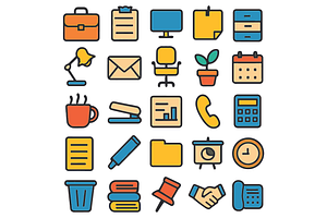 Office Icon Vector Pack, an Object Graphic by nikagraphic