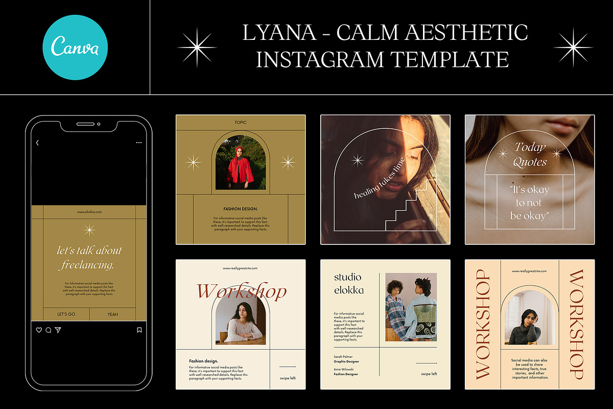 LYANA - Calm Aesthetic IG CANVA, a Social Media Template by Elokka Std. (Photo 1 of 9)